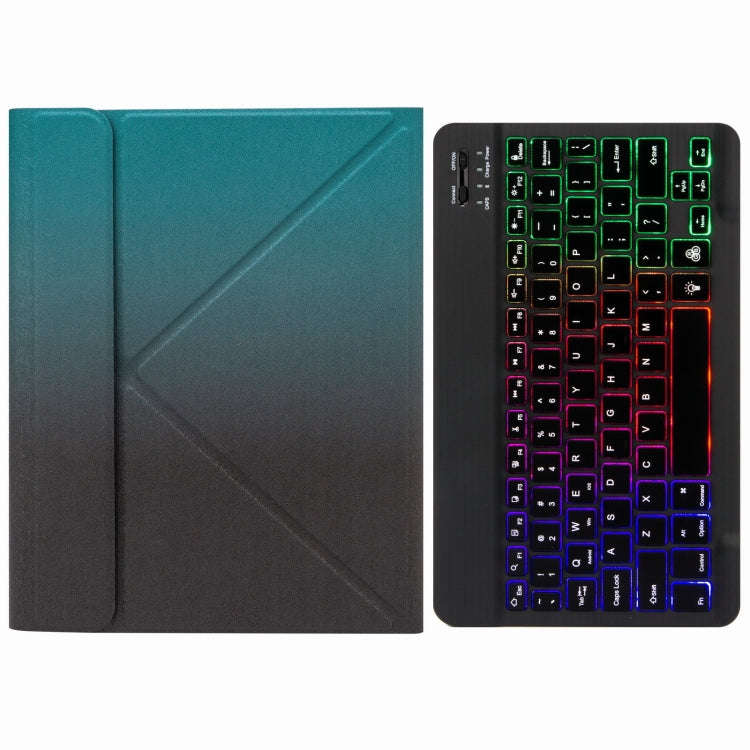 H-097S3 Tri-color Backlight Bluetooth Keyboard Leather Case with Rear Three-fold Holder For iPad ...