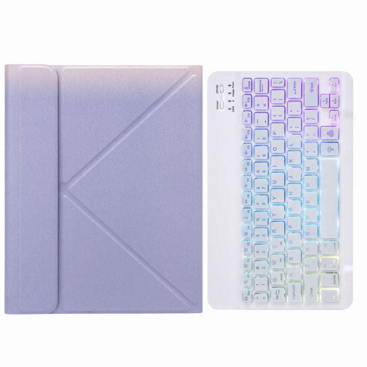 H-097S3 Tri-color Backlight Bluetooth Keyboard Leather Case with Rear Three-fold Holder For iPad ...
