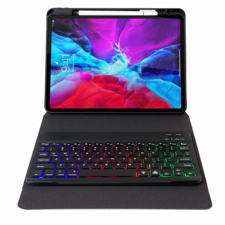 H-097S3 Tri-color Backlight Bluetooth Keyboard Leather Case with Rear Three-fold Holder For iPad ...