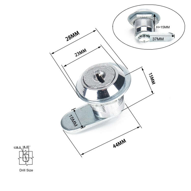 A2922-02 4pcs 15mm Cylinder Drawer & Cabinet Lock Cam Locks