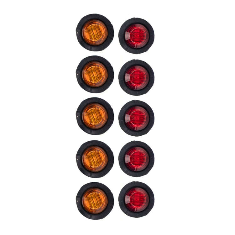 A5013 Red + Amber Light 10 in 1 Truck Trailer LED Round Side Marker Lamp