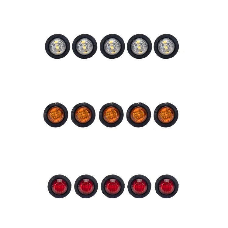 A5015 15 in 1 Red + Amber + White Light Truck Trailer LED Round Side Marker Lamp