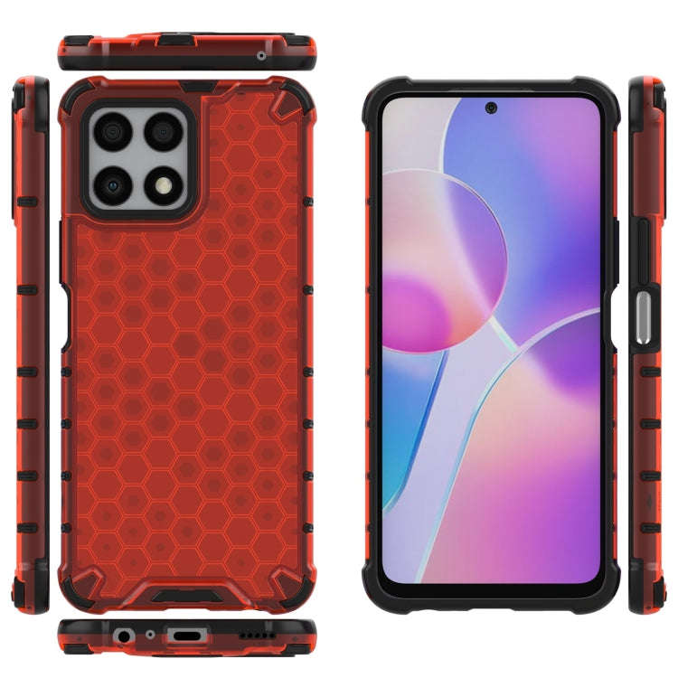For Honor X30i Honeycomb PC + TPU Phone Case(Red)