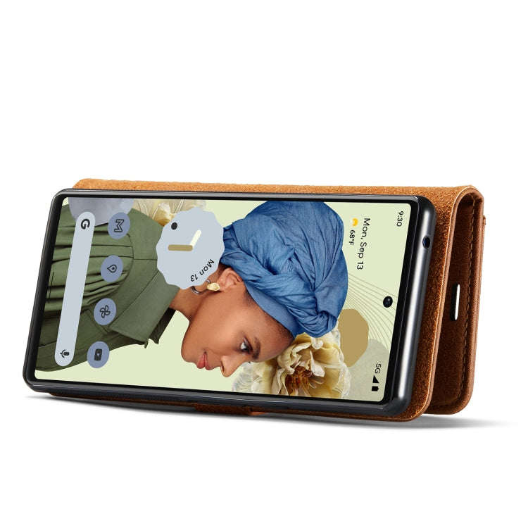 For Google Pixel 6 Pro DG.MING Crazy Horse Texture Detachable Magnetic Leather Phone Case(Brown)