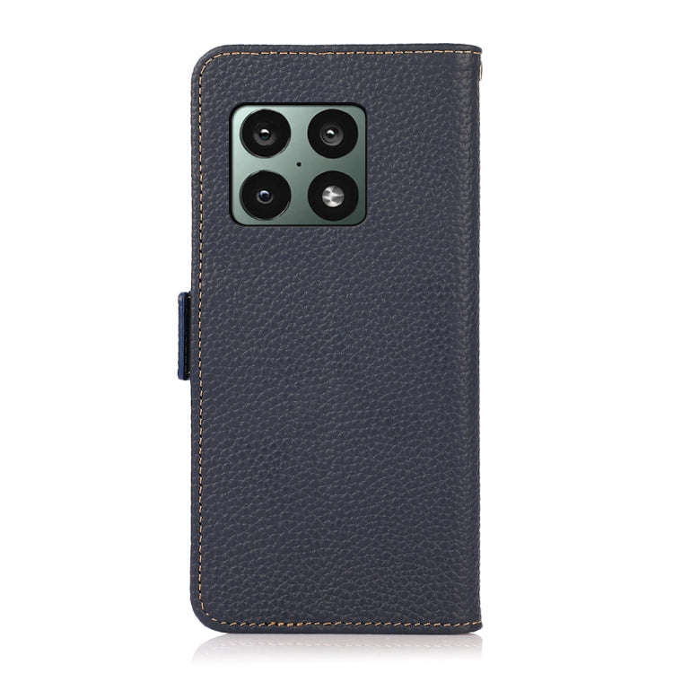 For OnePlus 10 Pro 5G KHAZNEH Side-Magnetic Litchi Genuine Leather RFID Phone Case(Blue)