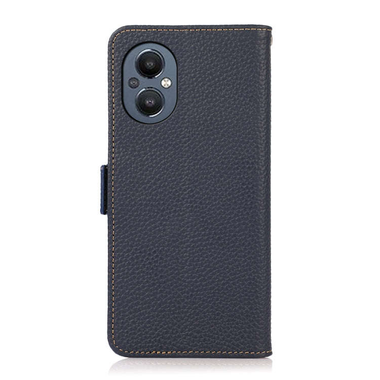 For OnePlus N20 5G KHAZNEH Side-Magnetic Litchi Genuine Leather RFID Phone Case(Blue)