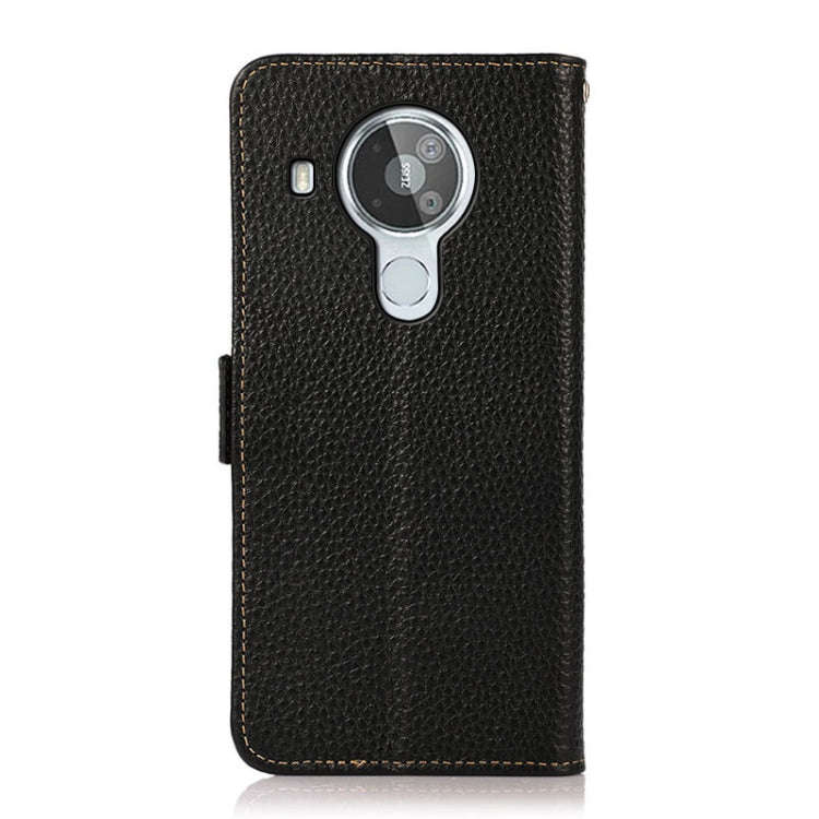 For Nokia 7.3 KHAZNEH Side-Magnetic Litchi Genuine Leather RFID Phone Case(Black)