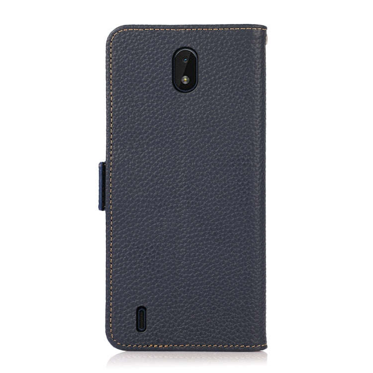 For Nokia C01 Core / C01 Plus KHAZNEH Side-Magnetic Litchi Genuine Leather RFID Phone Case(Blue)
