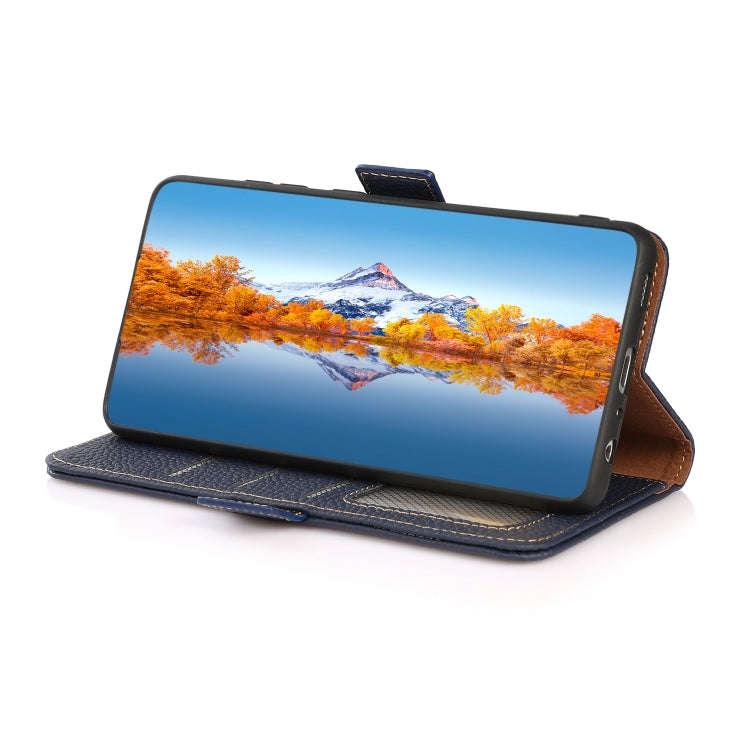 For Nokia C01 Core / C01 Plus KHAZNEH Side-Magnetic Litchi Genuine Leather RFID Phone Case(Blue)