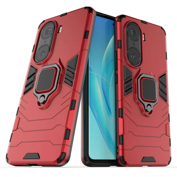 For Honor 60 Pro Shockproof PC + TPU Holder Phone Case(Red)