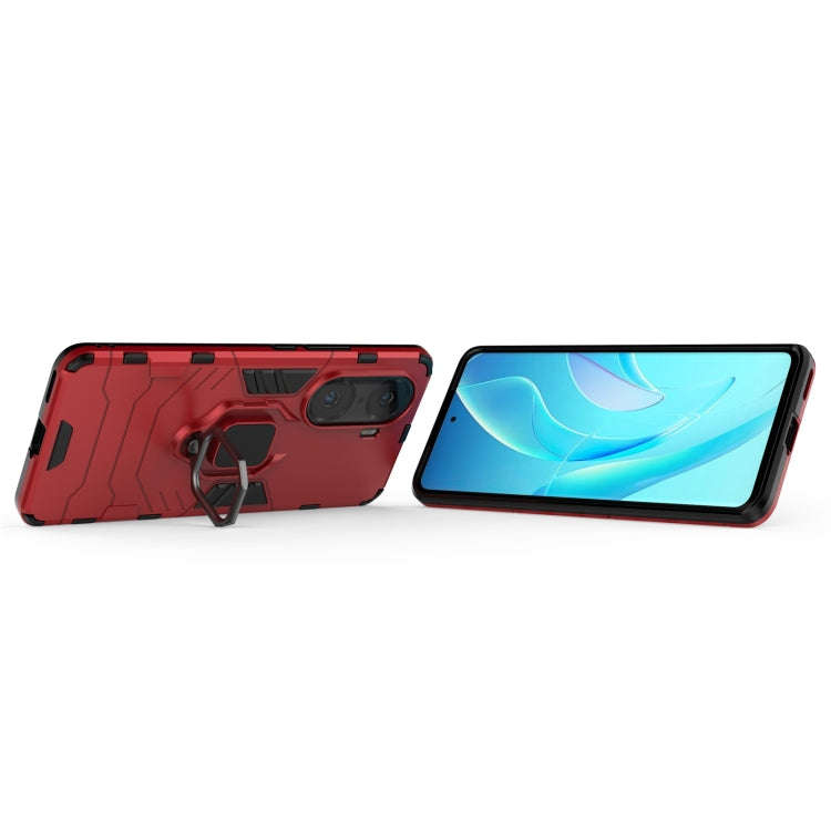 For Honor 60 Pro Shockproof PC + TPU Holder Phone Case(Red)