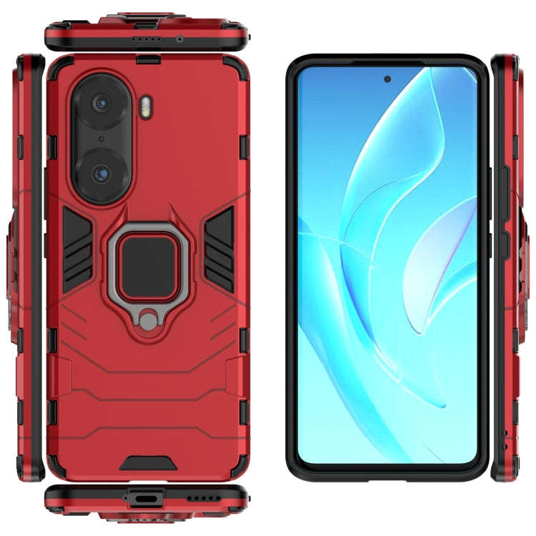 For Honor 60 Pro Shockproof PC + TPU Holder Phone Case(Red)