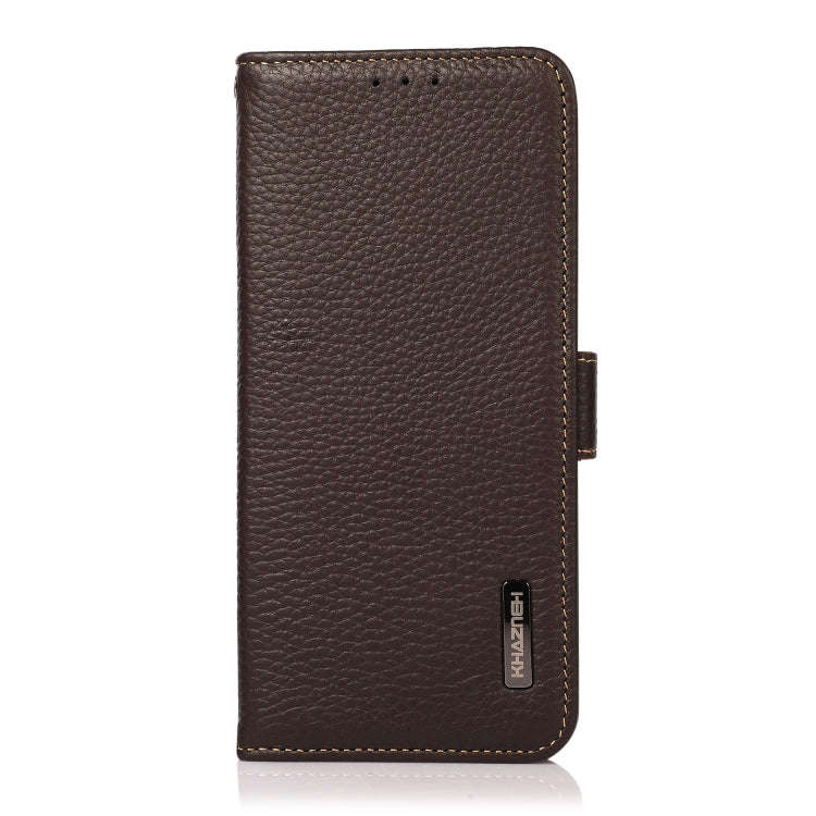 For Huawei nova 9 KHAZNEH Side-Magnetic Litchi Genuine Leather RFID Phone Case(Brown)