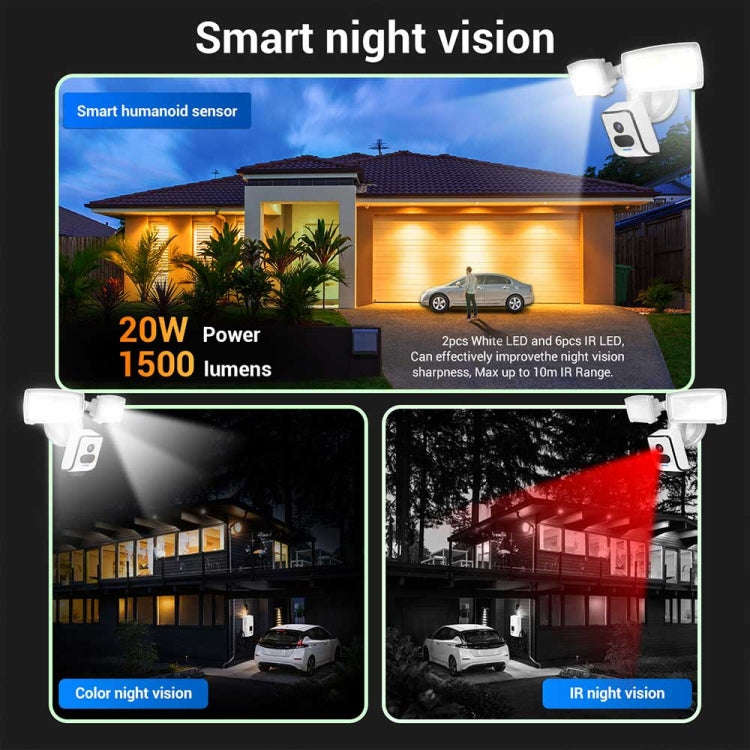 ESCAM QF612 3MP WiFi IP Camera & Floodlight, Support Night Vision / PIR Detection(UK Plug)