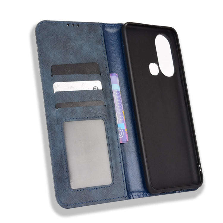 For Infinix Hot 11s Magnetic Buckle Retro Texture Leather Case(Blue)