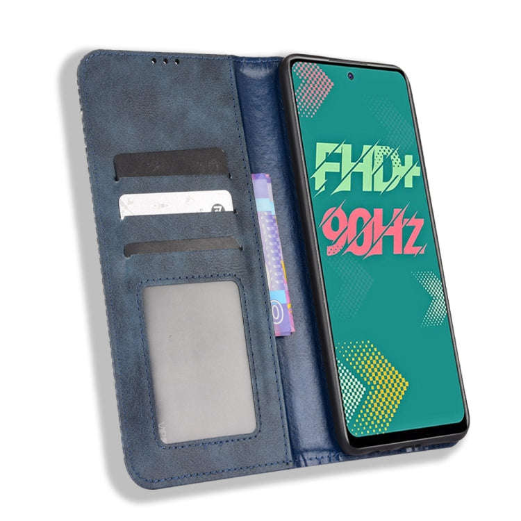 For Infinix Hot 11s Magnetic Buckle Retro Texture Leather Case(Blue)