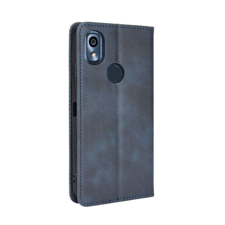 For Kyocera KY-51B Magnetic Buckle Retro Texture Leather Case(Blue)
