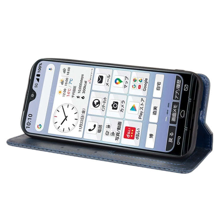 For Kyocera KY-51B Magnetic Buckle Retro Texture Leather Case(Blue)