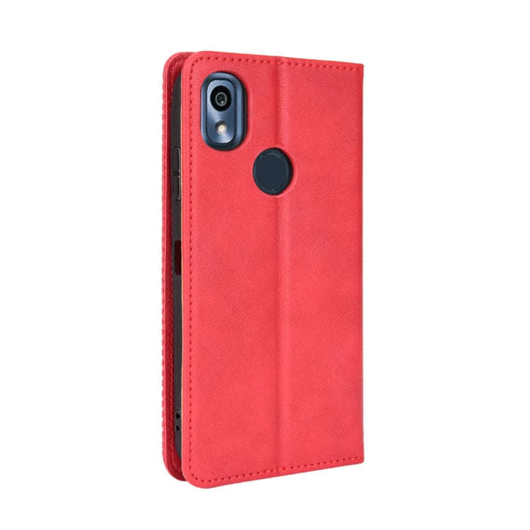 For Kyocera KY-51B Magnetic Buckle Retro Texture Leather Case(Red)