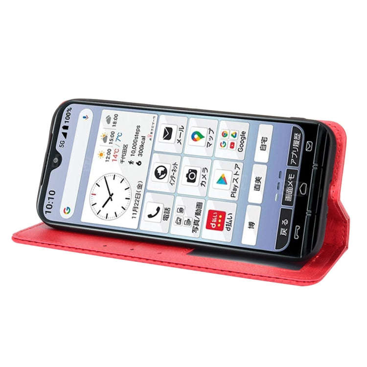 For Kyocera KY-51B Magnetic Buckle Retro Texture Leather Case(Red)