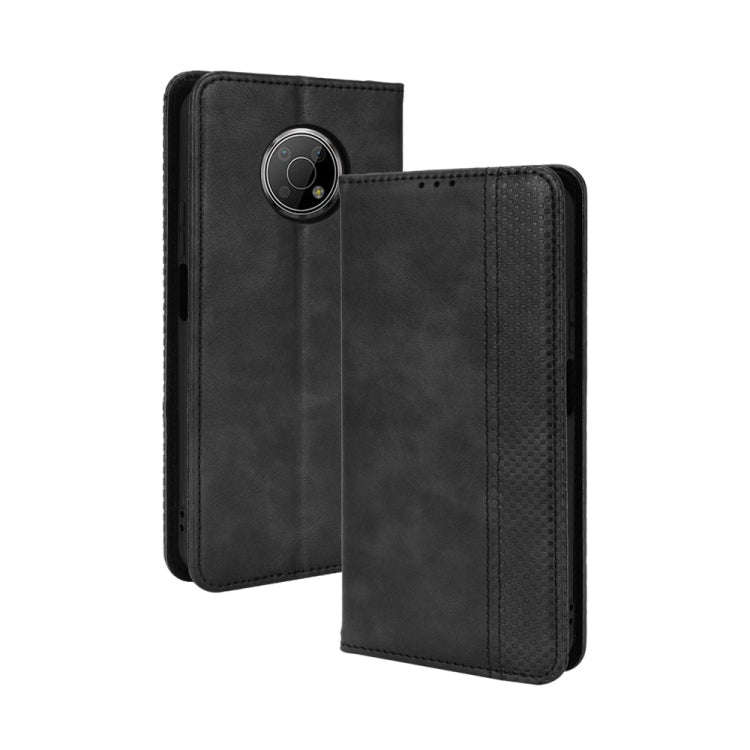 For Nokia G300 Magnetic Buckle Retro Texture Leather Case(Black)