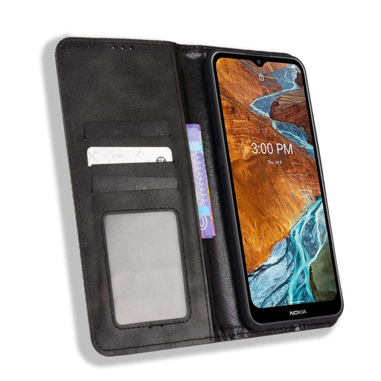 For Nokia G300 Magnetic Buckle Retro Texture Leather Case(Black)