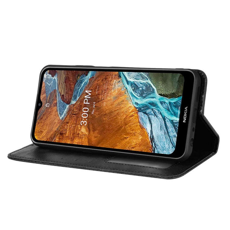For Nokia G300 Magnetic Buckle Retro Texture Leather Case(Black)