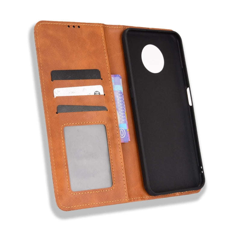 For Nokia G300 Magnetic Buckle Retro Texture Leather Case(Brown)