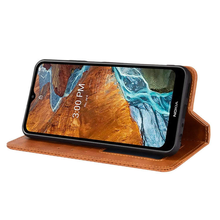 For Nokia G300 Magnetic Buckle Retro Texture Leather Case(Brown)