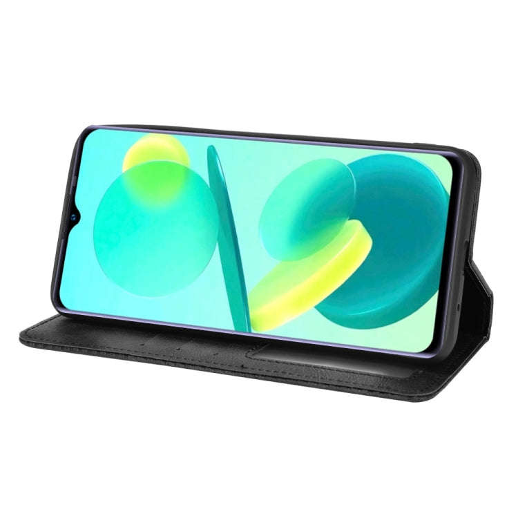 For Oukitel C25 Magnetic Buckle Retro Texture Leather Case(Black)