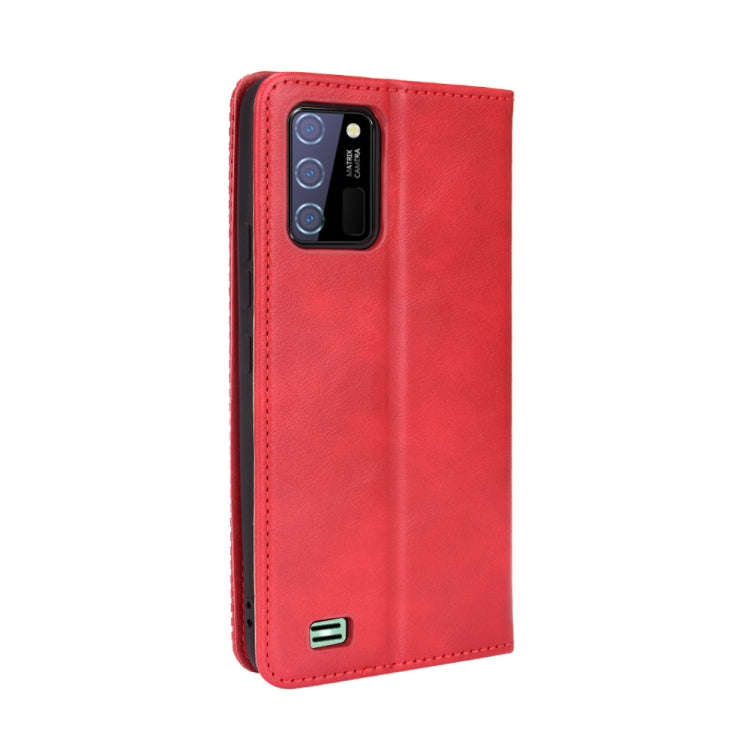 For Oukitel C25 Magnetic Buckle Retro Texture Leather Case(Red)