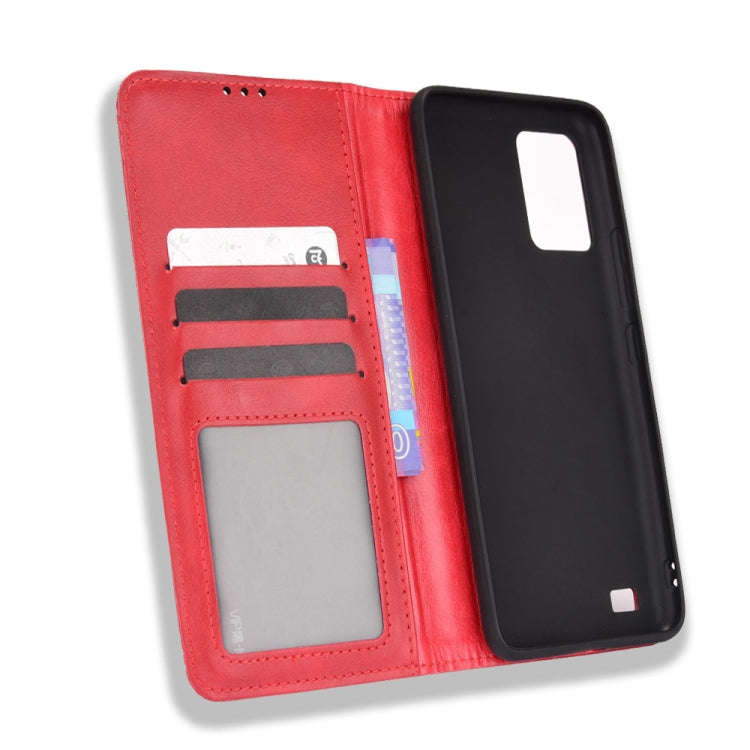 For Oukitel C25 Magnetic Buckle Retro Texture Leather Case(Red)
