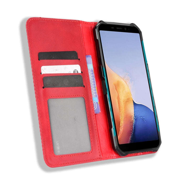 For Ulefone Armor X9 Magnetic Buckle Retro Texture Leather Case(Red)
