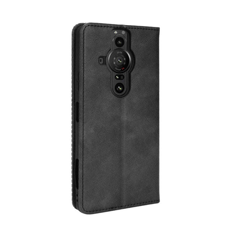 For Sony Xperia Pro-I Magnetic Buckle Retro Texture Leather Case(Black)