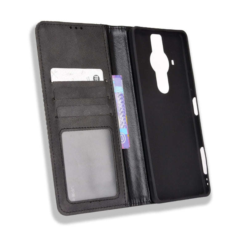 For Sony Xperia Pro-I Magnetic Buckle Retro Texture Leather Case(Black)