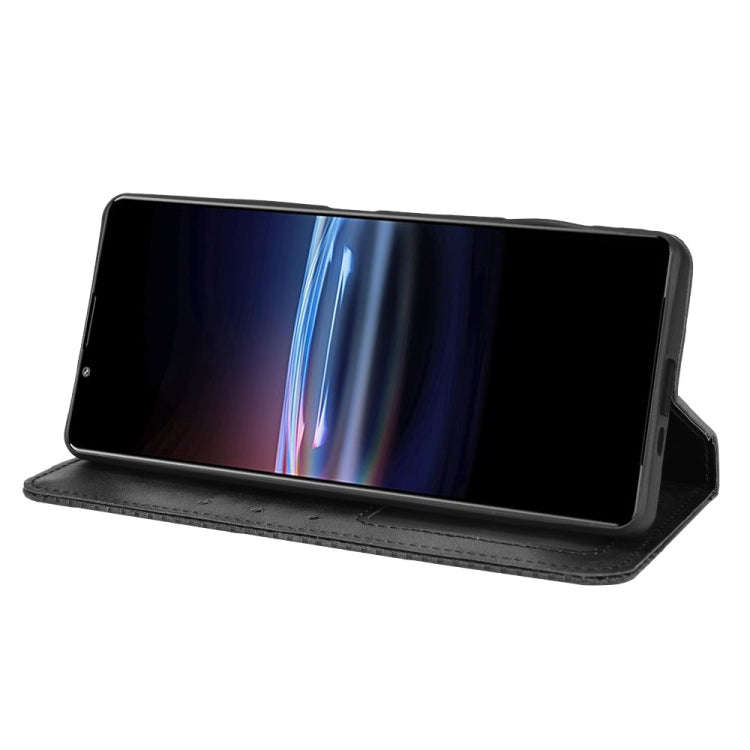 For Sony Xperia Pro-I Magnetic Buckle Retro Texture Leather Case(Black)