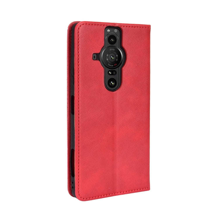 For Sony Xperia Pro-I Magnetic Buckle Retro Texture Leather Case(Red)