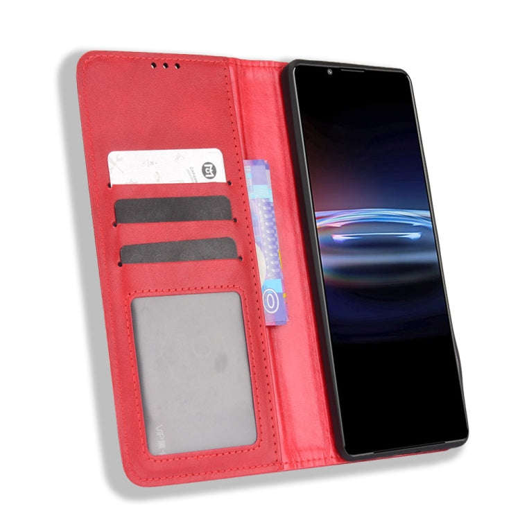 For Sony Xperia Pro-I Magnetic Buckle Retro Texture Leather Case(Red)