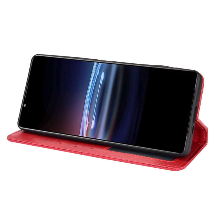 For Sony Xperia Pro-I Magnetic Buckle Retro Texture Leather Case(Red)