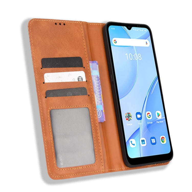 For Umidigi Power 5S Magnetic Buckle Retro Texture Leather Case(Brown)