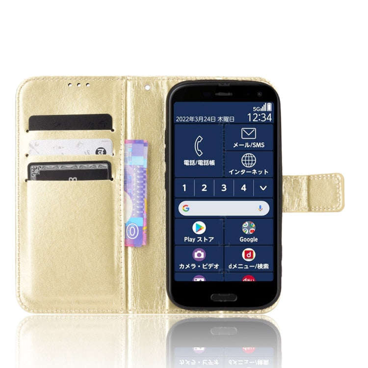 For Fujitsu F52B JP Retro Crazy Horse Texture Leather Phone Case(Gold)