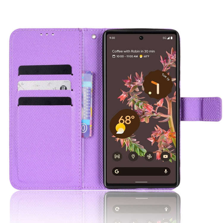 For Google Pixel 6 Diamond Texture Leather Phone Case(Purple)
