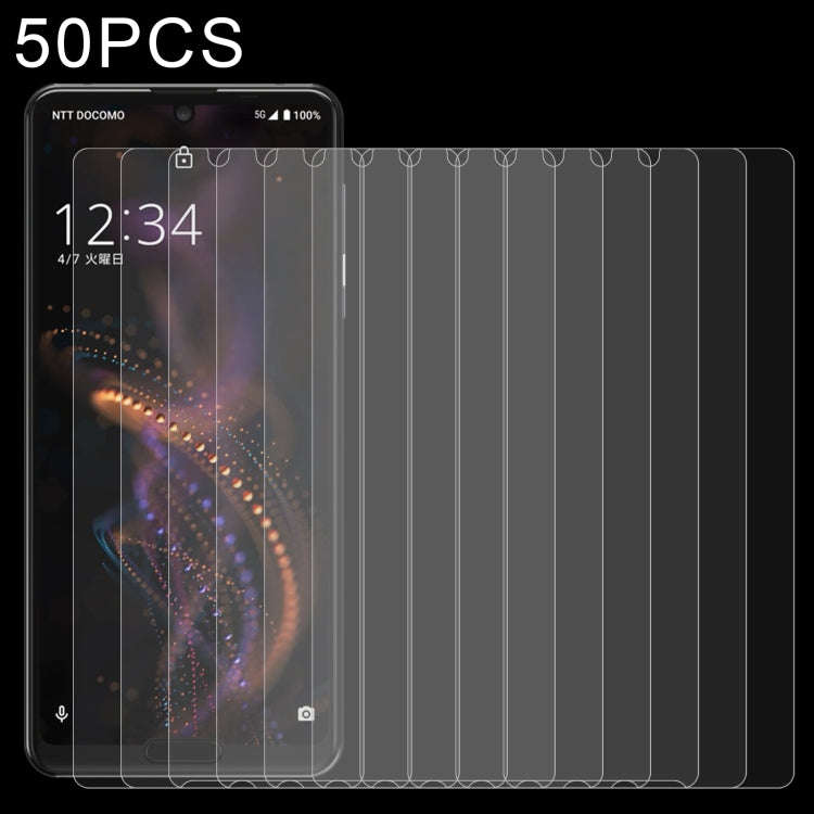 50 PCS 0.26mm 9H 2.5D Tempered Glass Film For Sharp Aquos R5G