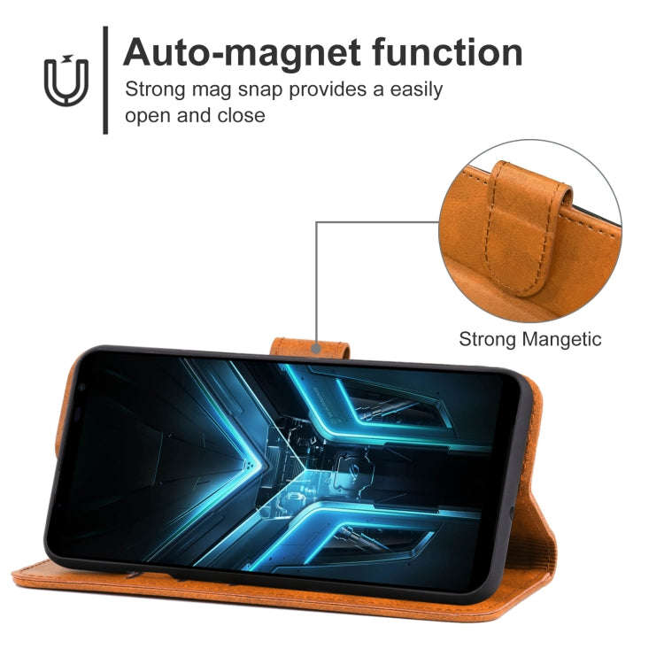 Leather Phone Case For Asus ROG Phone 3 ZS661KL(Brown)