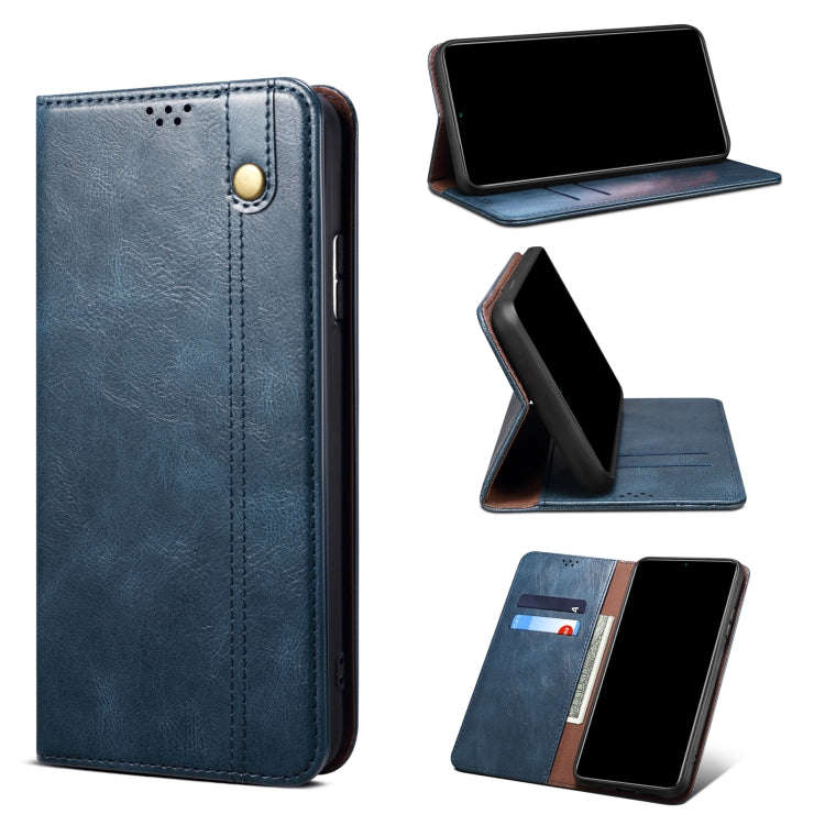 For Huawei nova 8i / Honor 50 Lite Simple Wax Crazy Horse Texture Leather Phone Case(Navy Blue)