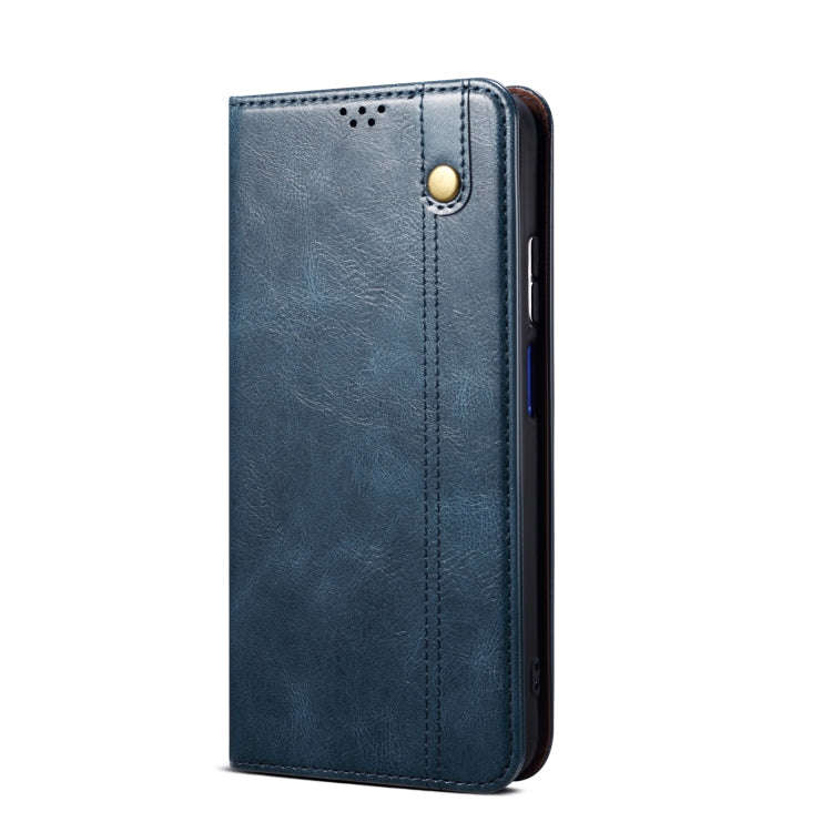 For Huawei nova 8i / Honor 50 Lite Simple Wax Crazy Horse Texture Leather Phone Case(Navy Blue)