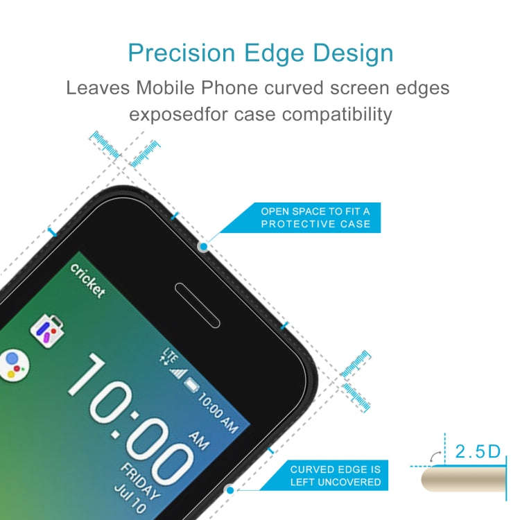 50 PCS 0.26mm 9H 2.5D Tempered Glass Film For Cricket Debut Flip