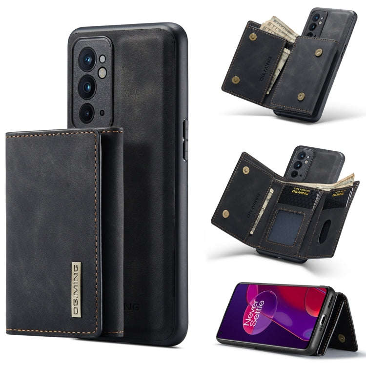 For OnePlus 9RT 5G DG.MING M1 Series 3-Fold Multi Card Wallet Back Cover Leather Phone Case(Black)