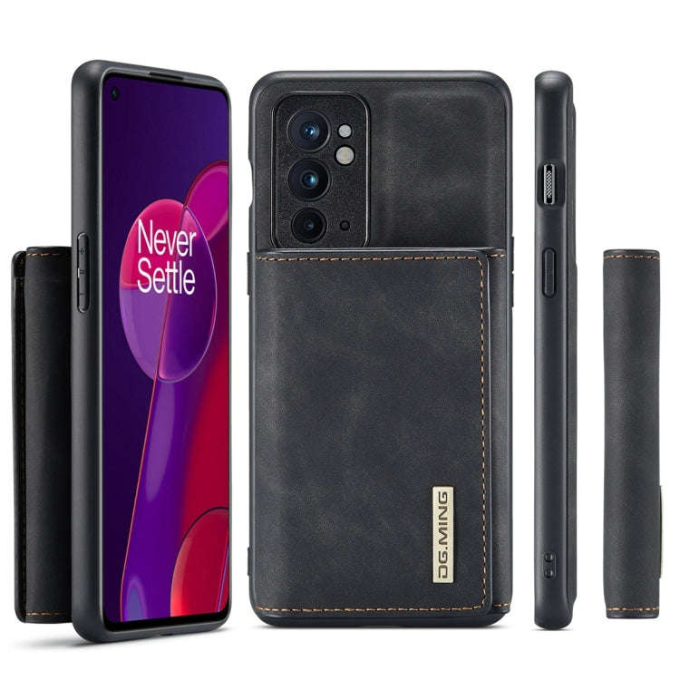 For OnePlus 9RT 5G DG.MING M1 Series 3-Fold Multi Card Wallet Back Cover Leather Phone Case(Black)