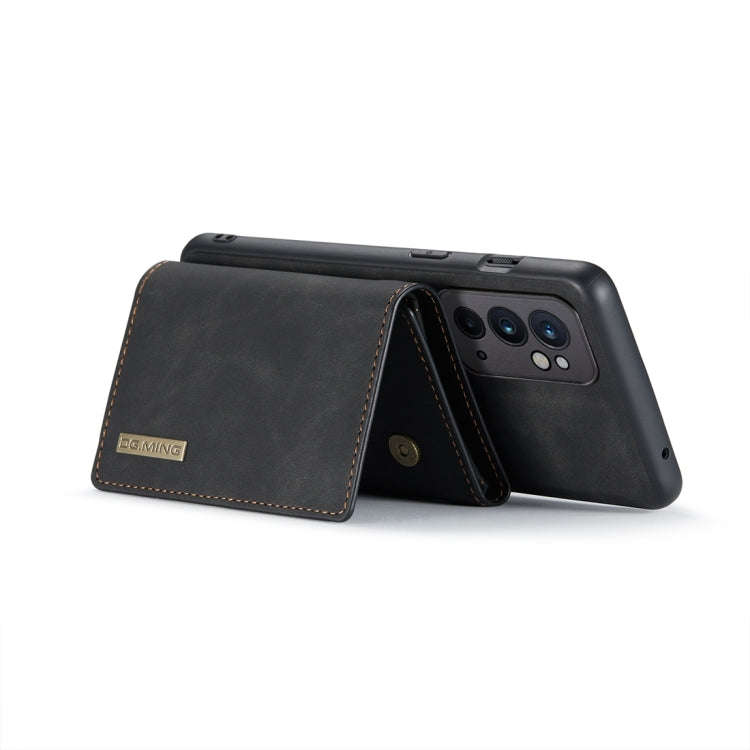 For OnePlus 9RT 5G DG.MING M1 Series 3-Fold Multi Card Wallet Back Cover Leather Phone Case(Black)